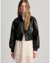 Pull&Bear - Bomberjack Met Leereffect - Lyst