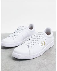 Fred Perry B721 Tipped Leather White Trainers for Men - Lyst