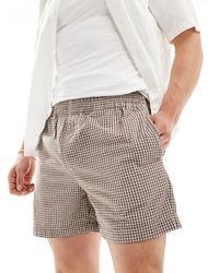 ASOS - Pantaloncini ampi taglio corto marroni a quadretti con vita elasticizzata - Lyst