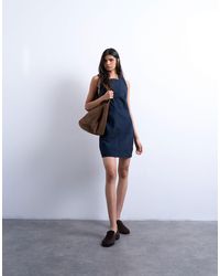 TOPSHOP Halter Mini Trapeze Dress in Gray | Lyst