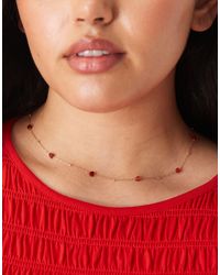ASOS - Asos Design Curve Necklace With Gold Tone Fine Chain And Semi Precious Heart Stones - Lyst