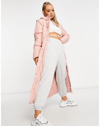 Threadbare Longline Puffer Coat - Pink