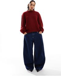 ASOS - Maglione Girocollo Oversize Bordeaux - Lyst