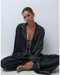 ASOS - Satin Pyjama Shirt And Trouser Set - Lyst