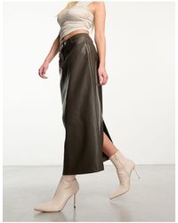 NA-KD - Faux Leather Midi Skirt - Lyst