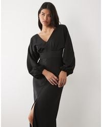 Forever New - Satin V Neck Batwing Slit Front Maxi Dress - Lyst