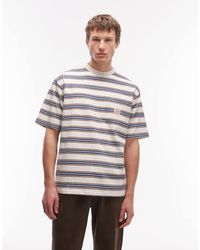 Levi's - T-Shirt Comoda Grigia A Righe Con Logo Sulla Tasca - Lyst