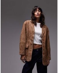 Urbancode - Chaqueta Extragrande Estilo Americana Con Hombros Caídos De Ante De -Marrón - Lyst