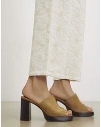 River Island - Faux Suede Heeled Mule Sandals - Lyst