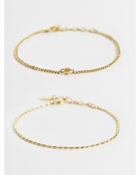 ASOS - Waterproof Stainless Steel 2 Pack Skinny Rounded Bead Link And Curb Chain Bracelet - Lyst