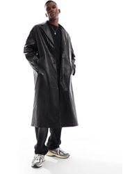 Bershka - Veste longue en similicuir - délavé - Lyst