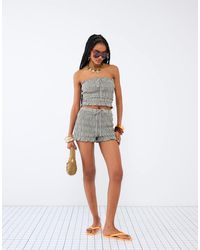 River Island - Ruched Gingham Shorts Co-ord - Lyst
