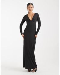 4th & Reckless - Plunge Neck Long Sleeve Dropped Waist Maxi Dress - Lyst