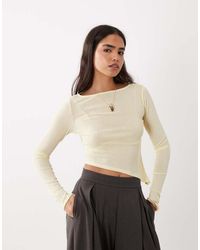 ASOS - Sheer Long Sleeve Top With Asymmetric Hem - Lyst