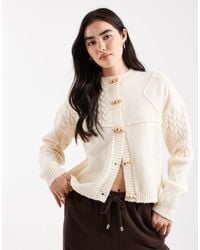 Daisy Street - Cable Knit Cardigan With Toggles - Lyst