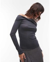 TOPSHOP - Top Con Escote Bardot Y Detalle Retorcido De - Lyst