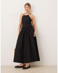 Mango - Vestido Midi Con Cuello Subido Y Cintura Baja De Algodón Premium De - Lyst