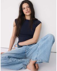 Stradivarius - Basic T-Shirt Met Boothals - Lyst