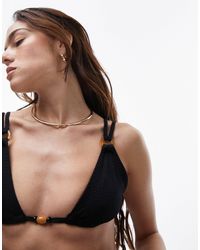 TOPSHOP - Textured Triangle Bikini Top With Bead Detail - Lyst