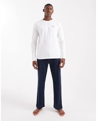 Farah - Long Sleeve Logo T-Shirt And Branded Jacquard Waistband Lounge Bottoms Set - Lyst