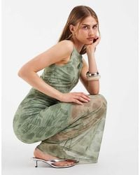Pieces - Ruched Midi Dress - Lyst