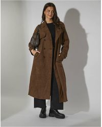 South Beach - Faux Suede Trench Coat - Lyst