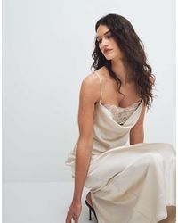 Vila - Lace Insert Cowl Neck Satin Cami Maxi Dress - Lyst