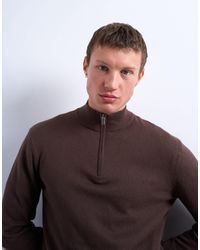 TOPMAN - Essential Knitted 1/4 Zip Funnel - Lyst