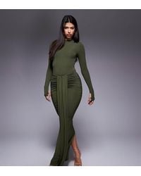 Wanderdoll - Exclusive Nara Sculpting Second Skin Drape Front Maxi Skirt Co-ord - Lyst