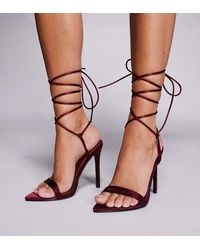 Public Desire - Sandalias De Tacón Con Diseño Anudado A La Pierna Merlot De -Rojo - Lyst
