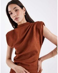 ASOS - Faux Suede Short Sleeve Top Co-Ord With Open Back Detail - Lyst