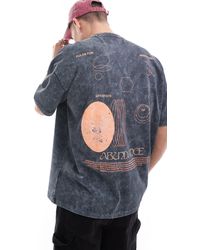 ASOS - T-shirt oversize pesante antracite slavato con stampa celestiale sulla schiena - Lyst