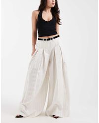 ASOS - Tailored Belted Palazzo Pants With Linen - Lyst