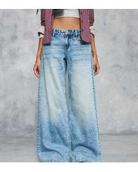 Bershka - Low-Rise Wide-Leg Jeans - Lyst