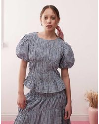 Reclaimed (vintage) - Western Top Met Korte Pofmouwen En Gesmokt Detail - Lyst