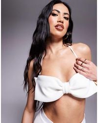 River Island - Bandeau Bikini Top With Bow Detail - Lyst