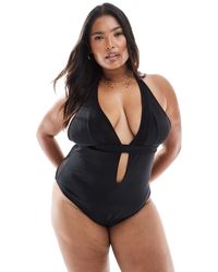 ASOS - Asos Design Curve Exclusive Katie May Mesh Insert Swimsuit - Lyst
