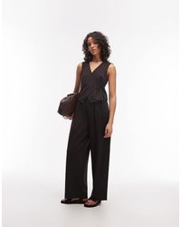 ASOS - Co-ord Slinky Twill Tailored Tab Detail Wide Leg Trouser - Lyst