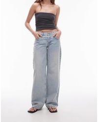 TOPSHOP - Ember - jean large délavé à taille basse - Lyst