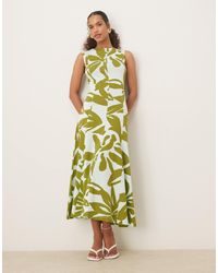 ASOS - Robe d'été mi-longue sans manches en coton à imprimé fleuri oversize - vert - Lyst