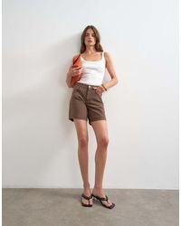 TOPSHOP - Pantalones Cortos Vaqueros Marrones Editor De - Lyst