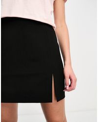 ASOS - Minigonna Nera Sartoriale Con Spacco Davanti - Lyst