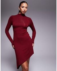 ASOS - Ribbed Asymmetric Hem Mini Dress - Lyst