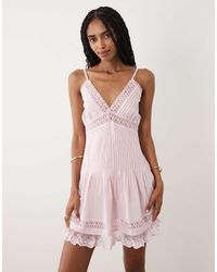Miss Selfridge - Cami Lace Detail Mini Dress - Lyst