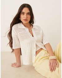 Jdy - Open Knit Polo Cardigan - Lyst