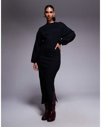 ASOS - Cotton Balloon Sleeve Midi Sweat Dress - Lyst