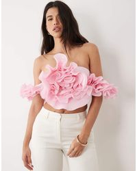 ASOS - Off The Shoulder Top With 3d Flower Detail - Lyst