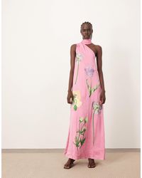 ARRANGE - Botanical Floral Embroidered One Shoulder Maxi Dress - Lyst