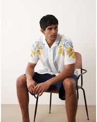 ASOS - Relaxed Shirt With Linen And Border Print - Lyst