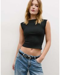 Stradivarius - Basic T-Shirt Met Boothals - Lyst